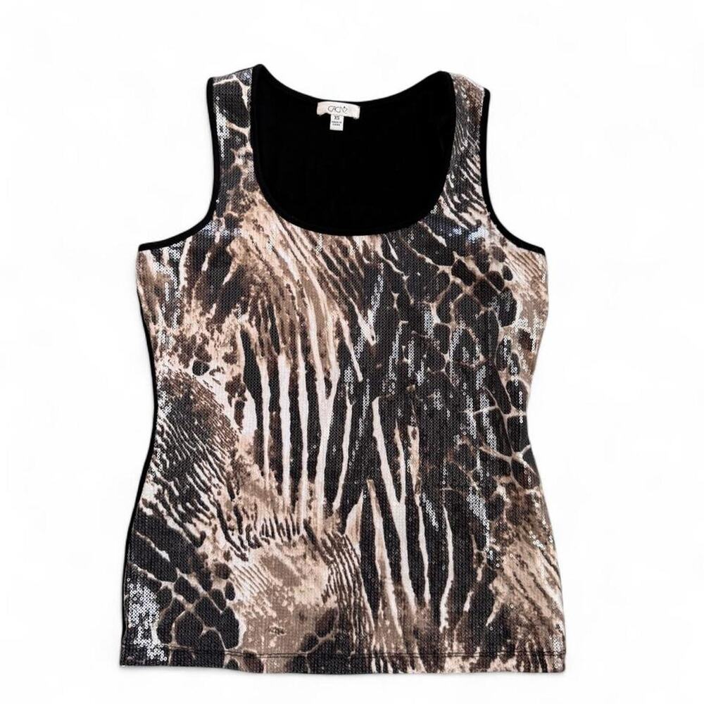 Y2k Caché Animal Print Sequined Tank